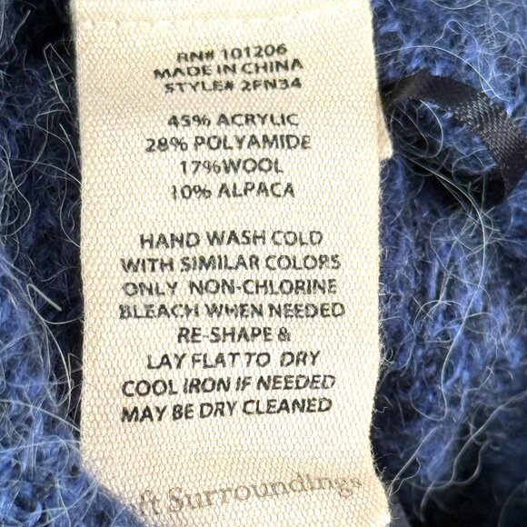 Soft Surroundings Wool Alpaca Blend Geometric Cowl Neck Tunic Sweater Womens XS - Picture 7 of 8